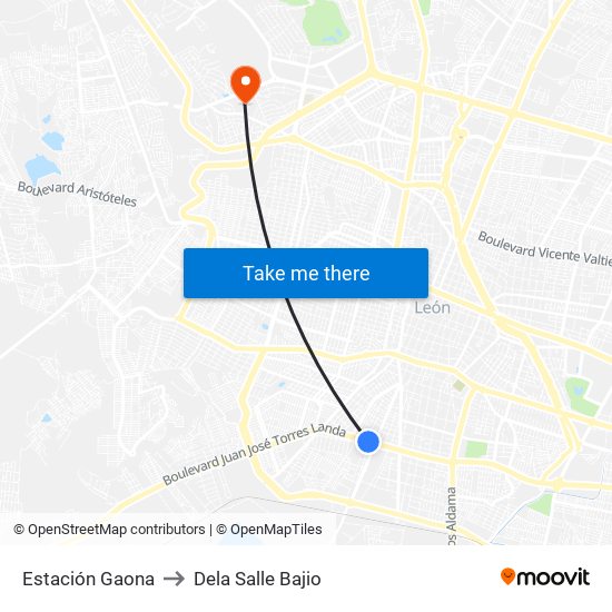 Estación Gaona to Dela Salle Bajio map