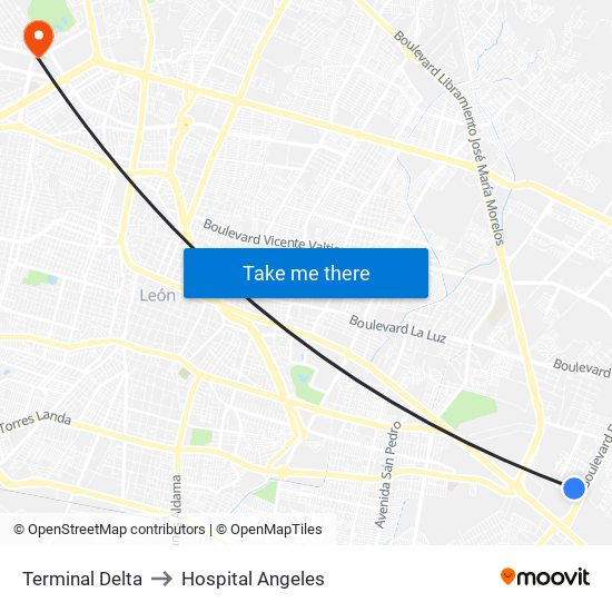 Terminal Delta to Hospital Angeles map