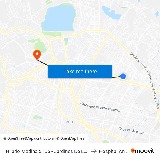 Hilario Medina 5105 -  Jardines De Los Naranjos to Hospital Angeles map