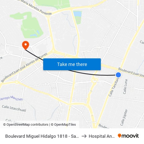 Boulevard Miguel Hidalgo 1818 -  San Jerónimo to Hospital Angeles map