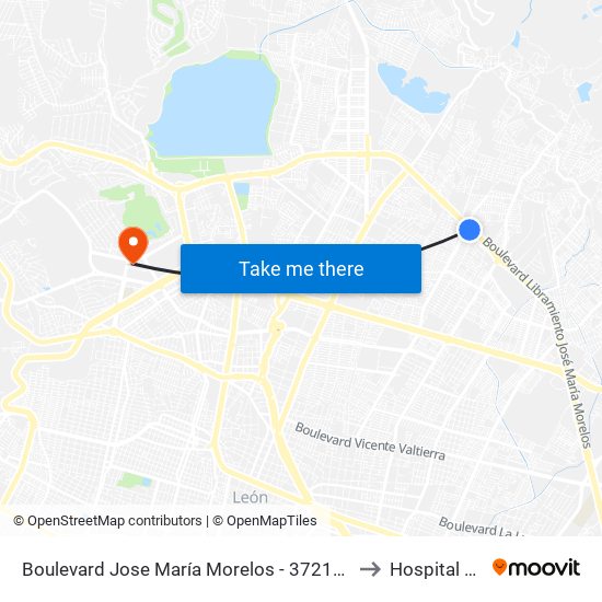 Boulevard Jose María Morelos -  37218 León De Los Aldama to Hospital Angeles map