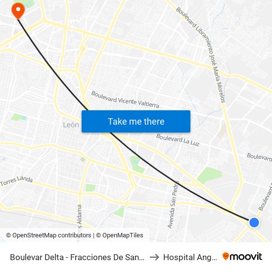 Boulevar Delta -  Fracciones De Santa Julia to Hospital Angeles map