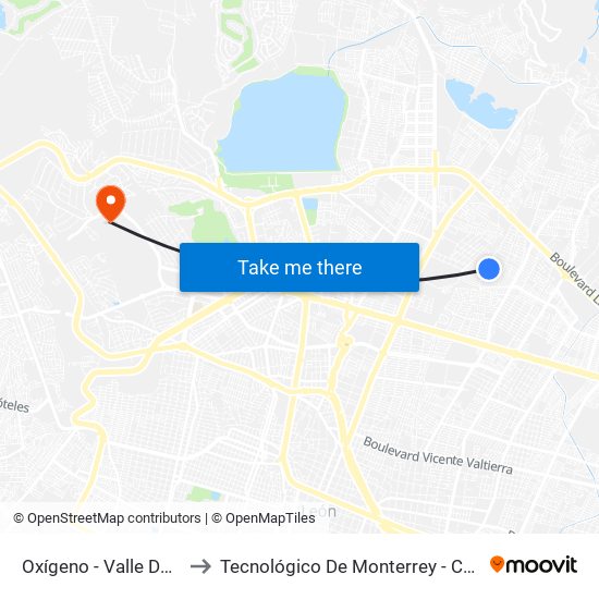 Oxígeno - Valle De Señora to Tecnológico De Monterrey - Campus León map