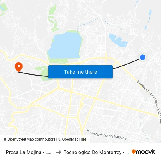 Presa La Mojina - Las Presitas to Tecnológico De Monterrey - Campus León map
