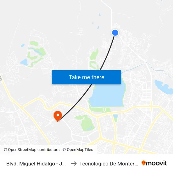 Blvd. Miguel Hidalgo - Jardines De La Presa to Tecnológico De Monterrey - Campus León map