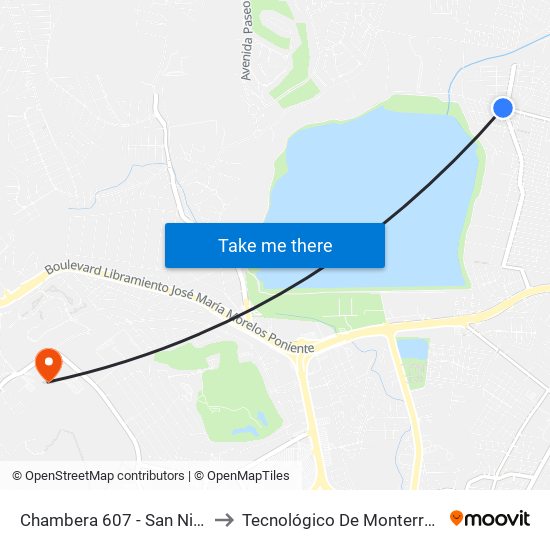 Chambera 607 - San Nicolas Del Palote to Tecnológico De Monterrey - Campus León map