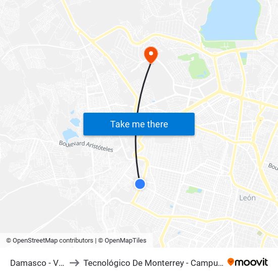 Damasco - Vibar to Tecnológico De Monterrey - Campus León map