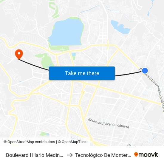 Boulevard Hilario Medina - Los Manantiales to Tecnológico De Monterrey - Campus León map