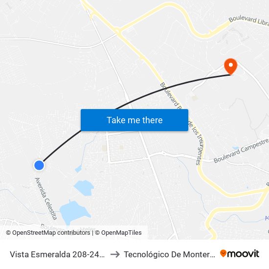 Vista Esmeralda 208-242 - Vista Esmeralda to Tecnológico De Monterrey - Campus León map