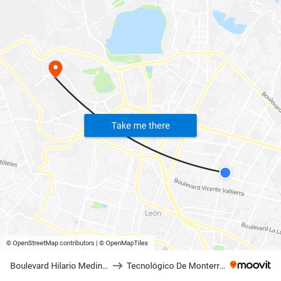 Boulevard Hilario Medina 1103 - El Cortijo to Tecnológico De Monterrey - Campus León map