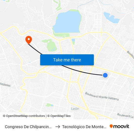 Congreso De Chilpancingo -  Villa Insurgentes to Tecnológico De Monterrey - Campus León map