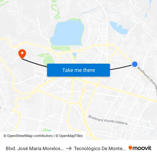 Blvd. José María Morelos -  Misión De San José to Tecnológico De Monterrey - Campus León map