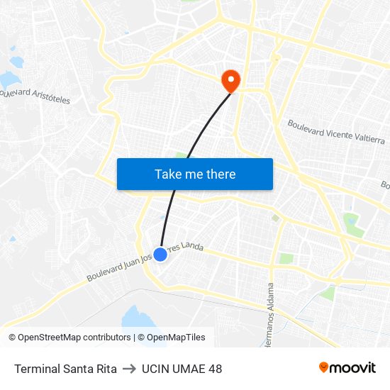 Terminal Santa Rita to UCIN UMAE 48 map