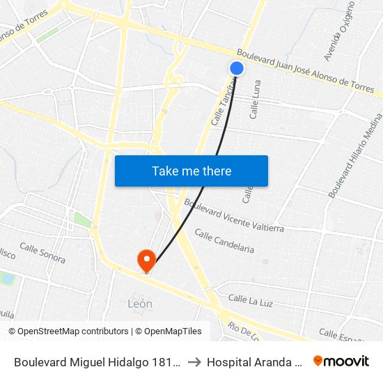 Boulevard Miguel Hidalgo 1818 -  San Jerónimo to Hospital Aranda De La Parra map