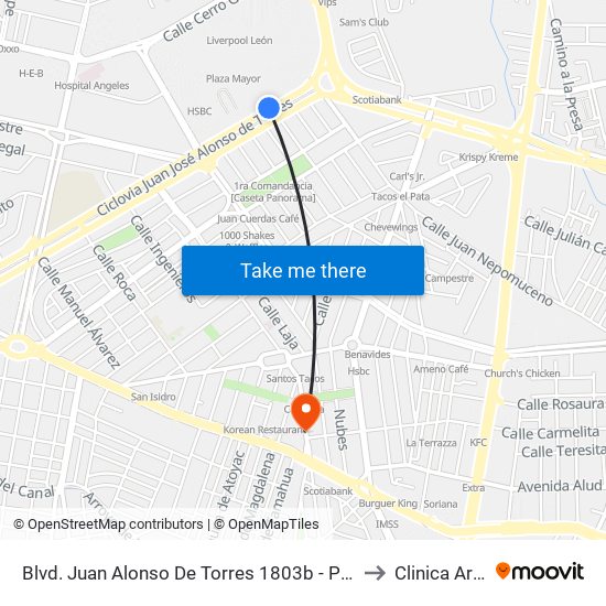 Blvd. Juan Alonso De Torres 1803b - Predio Cerro Gordo to Clinica Armonia map