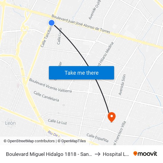 Boulevard Miguel Hidalgo 1818 -  San Jerónimo to Hospital La Luz map