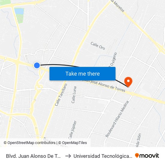 Blvd. Juan Alonso De Torres 34 - Valle Del Moral to Universidad Tecnológica De México Campus León map