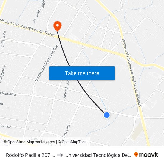 Rodolfo Padilla 207 - San Pedro Plus to Universidad Tecnológica De México Campus León map