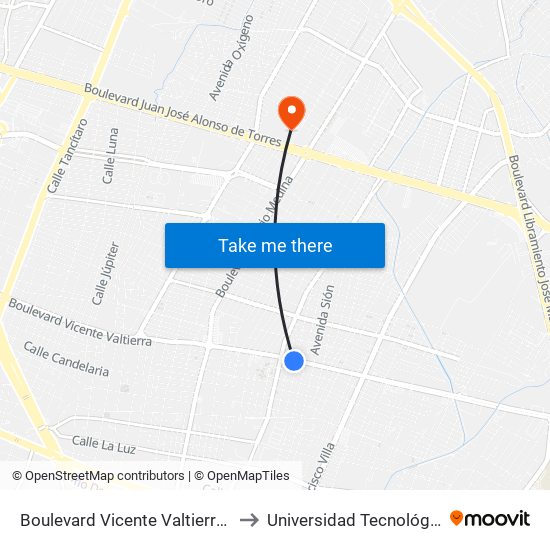 Boulevard Vicente Valtierra 2804-2812 -  San Felipe De Jesús to Universidad Tecnológica De México Campus León map