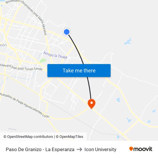 Paso De Granizo - La Esperanza to Icon University map