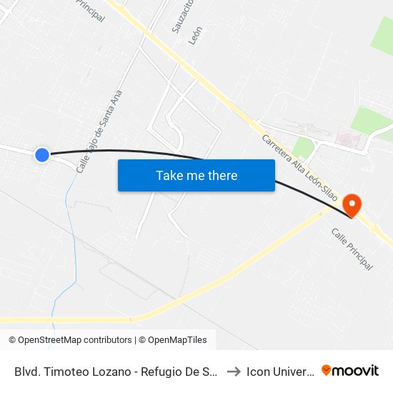 Blvd. Timoteo Lozano - Refugio De San José to Icon University map