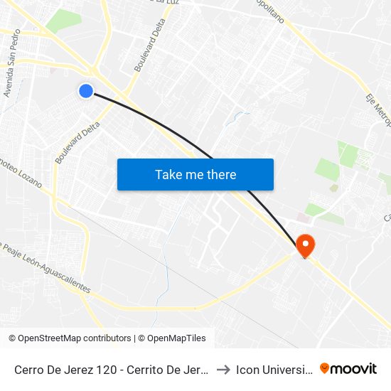 Cerro De Jerez 120 - Cerrito De Jerez to Icon University map