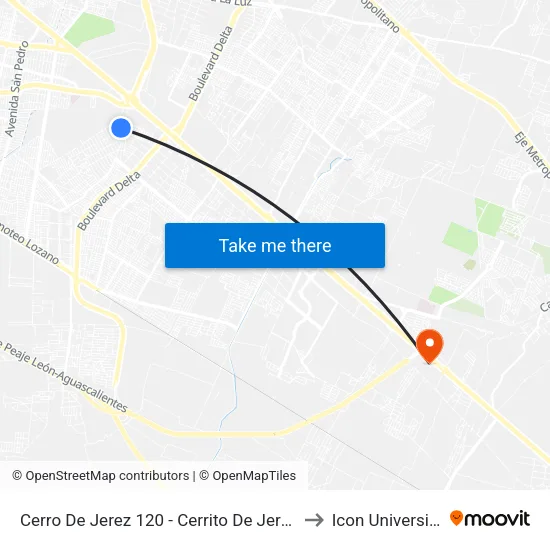 Cerro De Jerez 120 - Cerrito De Jerez to Icon University map