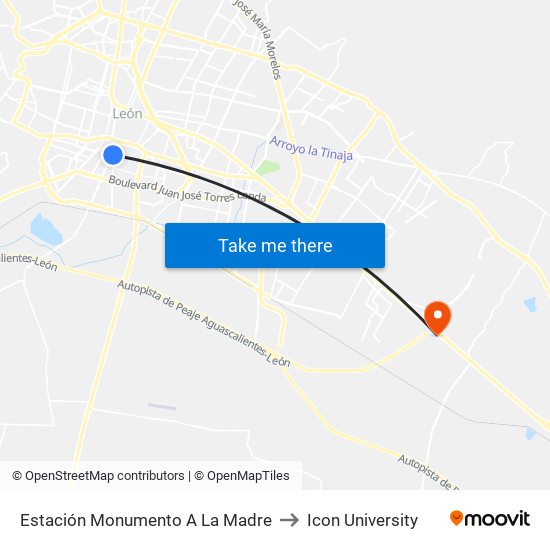 Estación Monumento A La Madre to Icon University map