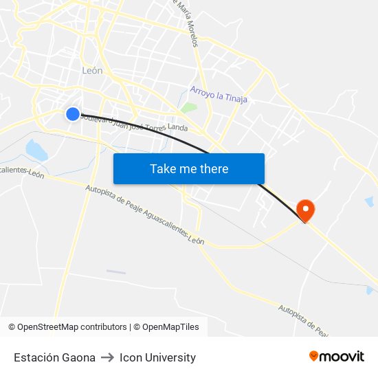 Estación Gaona to Icon University map