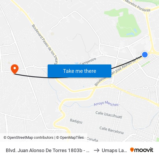 Blvd. Juan Alonso De Torres 1803b - Predio Cerro Gordo to Umaps La Ermita map