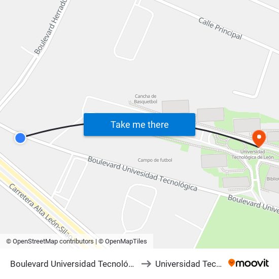 Boulevard Universidad Tecnológica -  Universidad Tecnológica to Universidad Tecnológica De León map