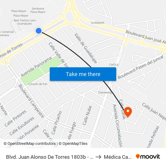 Blvd. Juan Alonso De Torres 1803b - Predio Cerro Gordo to Médica Campestre map