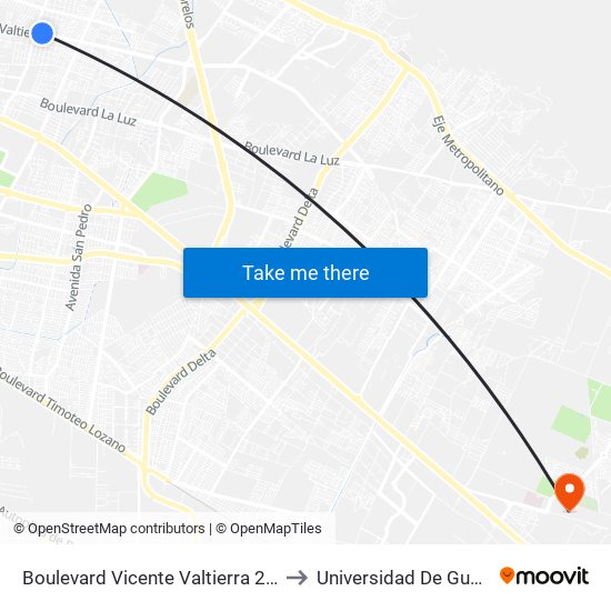 Boulevard Vicente Valtierra 2804-2812 -  San Felipe De Jesús to Universidad De Guanajuato Campus León map