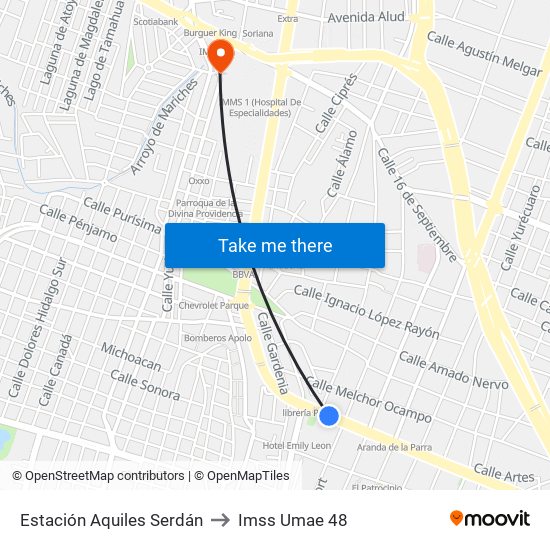 Estación Aquiles Serdán to Imss Umae 48 map