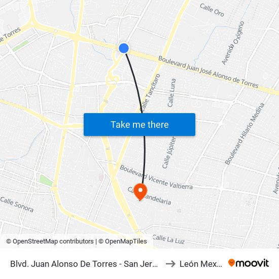 Blvd. Juan Alonso De Torres  - San Jerónimo to León Mexico map