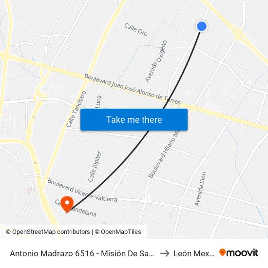 Antonio Madrazo 6516 - Misión De San Jose to León Mexico map