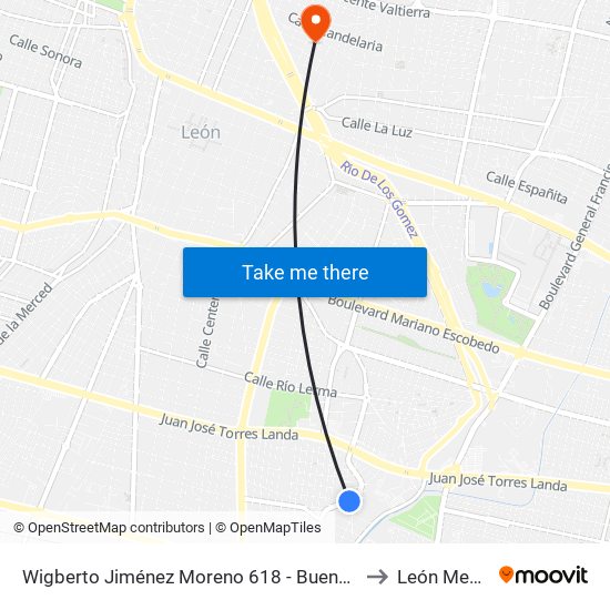Wigberto Jiménez Moreno 618 -  Buenos Aires to León Mexico map