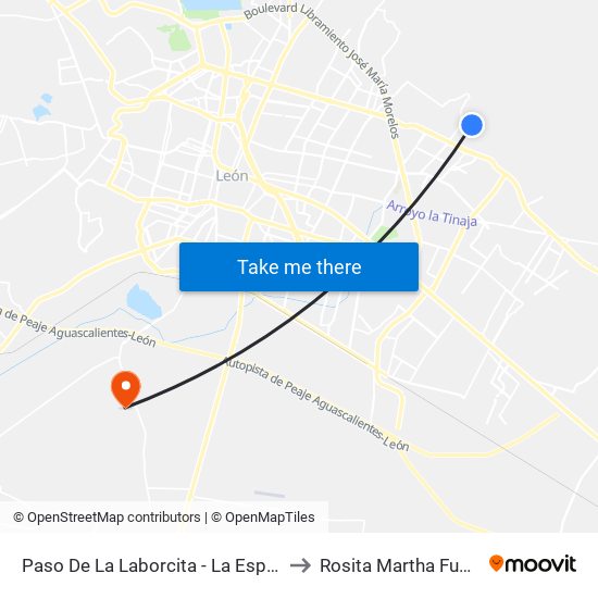 Paso De La Laborcita - La Esperanza to Rosita Martha Fuentes map