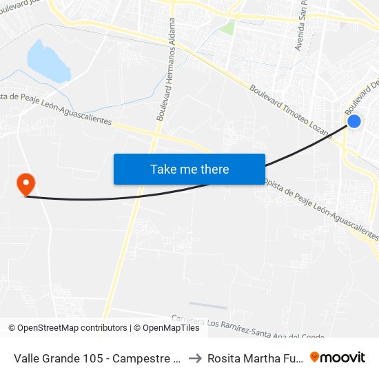 Valle Grande 105 - Campestre De Jerez to Rosita Martha Fuentes map