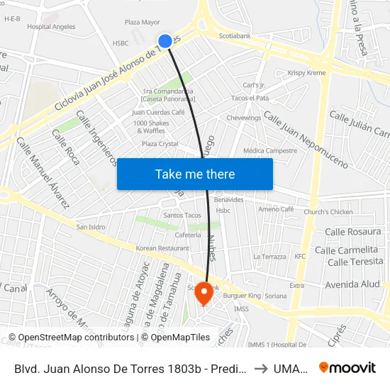 Blvd. Juan Alonso De Torres 1803b - Predio Cerro Gordo to UMAA 55 map