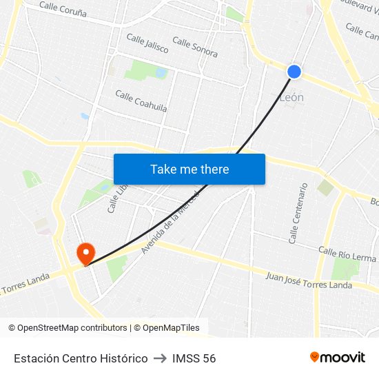 Estación Centro Histórico to IMSS 56 map