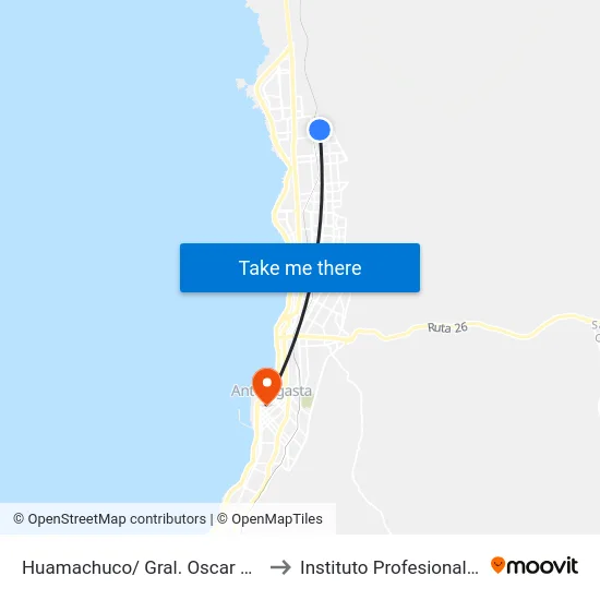 Huamachuco/ Gral. Oscar Bonilla to Instituto Profesional Aiep map