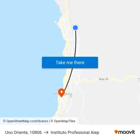 Uno Oriente, 10806 to Instituto Profesional Aiep map