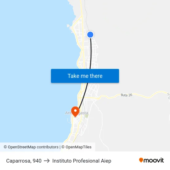 Caparrosa, 940 to Instituto Profesional Aiep map