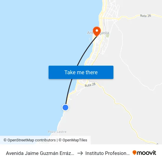Avenida Jaime Guzmán Errázuriz, 5100 to Instituto Profesional Aiep map