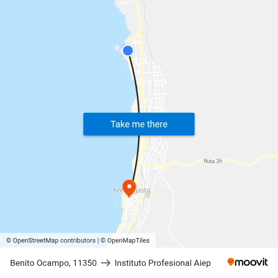 Benito Ocampo, 11350 to Instituto Profesional Aiep map