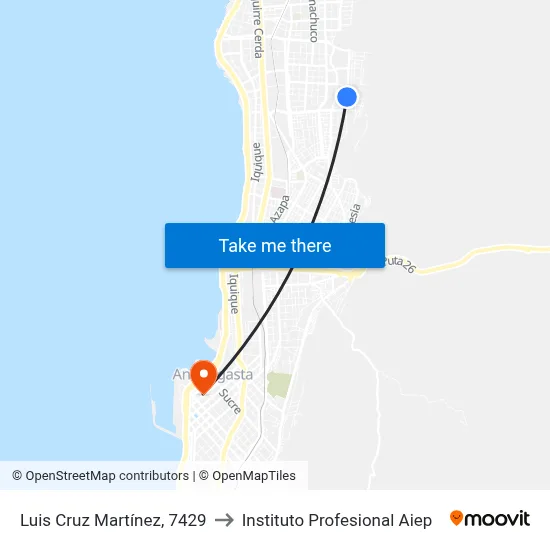 Luis Cruz Martínez, 7429 to Instituto Profesional Aiep map