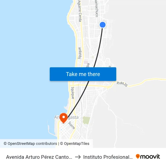 Avenida Arturo Pérez Canto, 7972 to Instituto Profesional Aiep map
