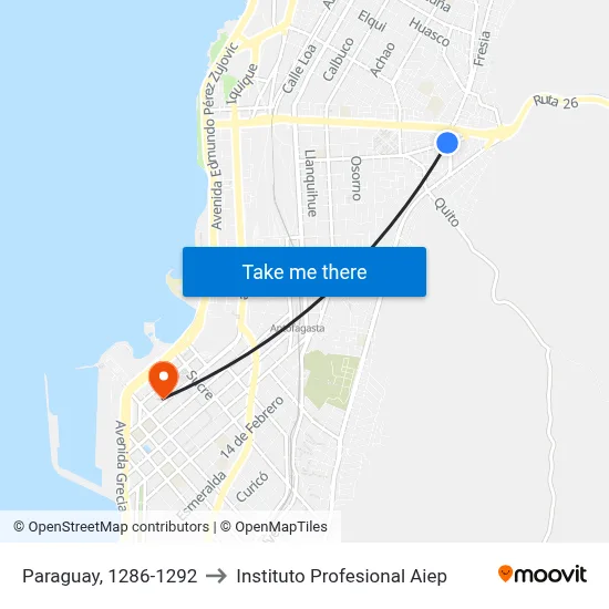 Paraguay, 1286-1292 to Instituto Profesional Aiep map