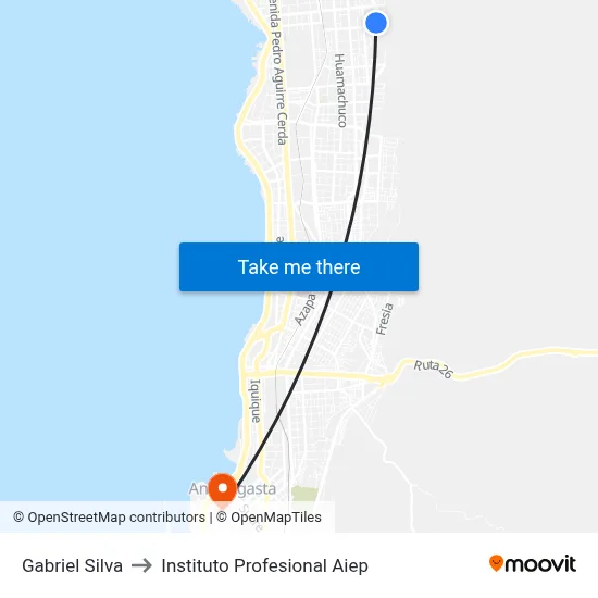 Gabriel Silva to Instituto Profesional Aiep map